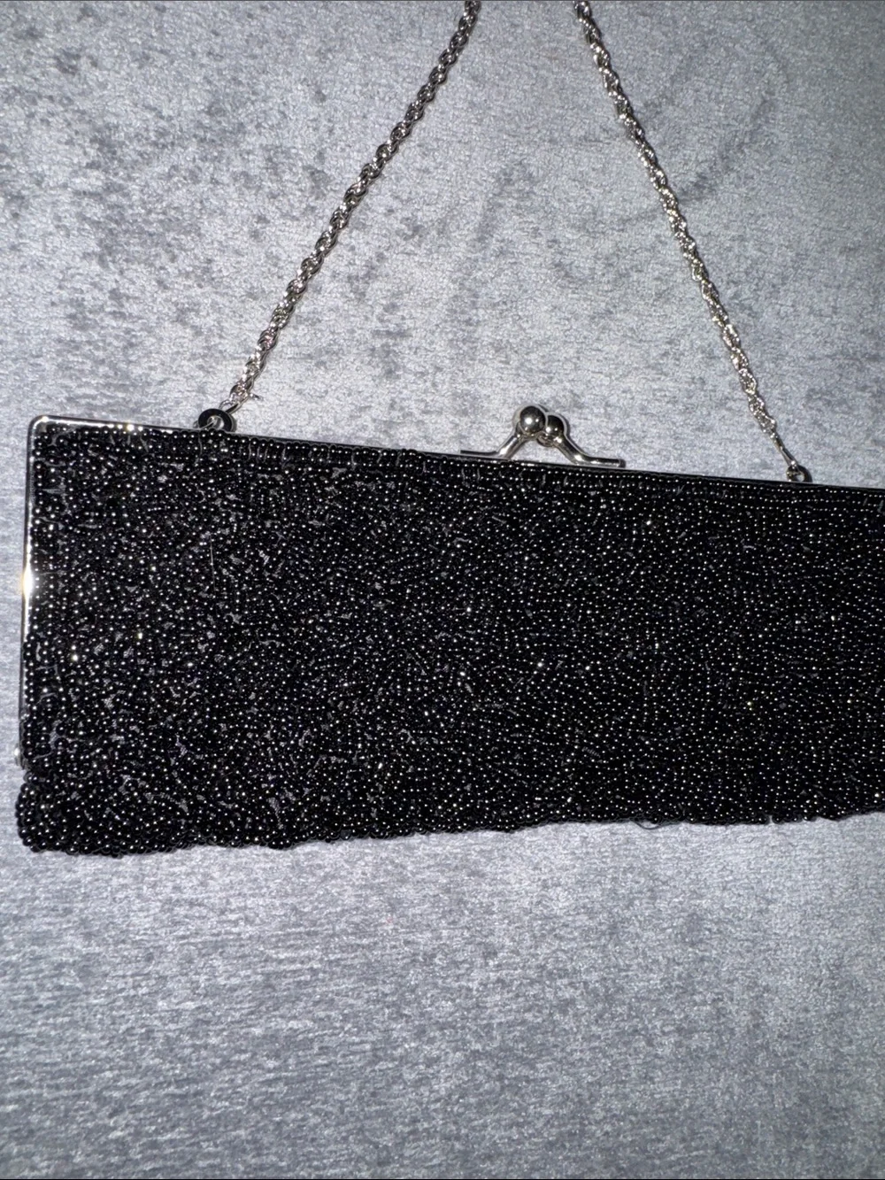 La Regale - Black Beaded Chain Clutch